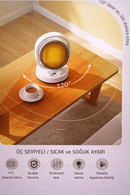 SUBZERO 1500W Fanlı Isıtıcı 120° Ayarlanabilir 3 Kademeli Sıcak-Soğuk Üfleme Elektrikli Isıtıcı