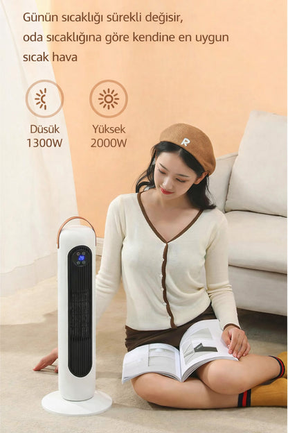 SUBZERO 2000W Uzaktan Kumandalı Isıtıcı Fan 12 Saat Zamanlayıcı Devrilme Koruma Kule Tipi