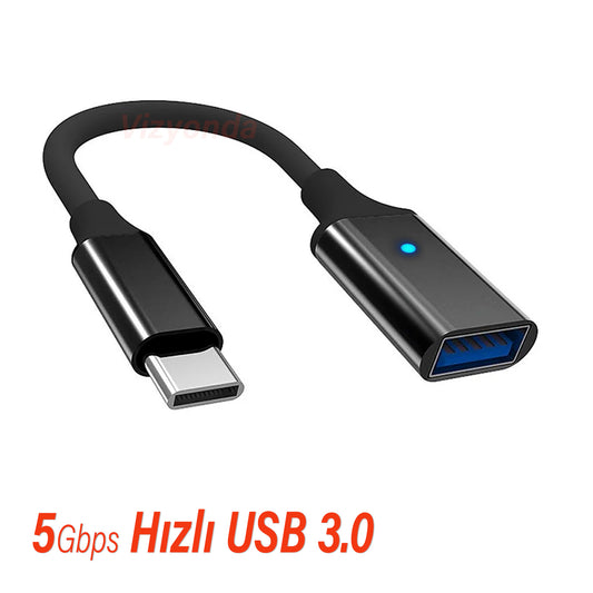 Type-C USB 3.0 Çevirici Kablo OTG 5 Gbps Hızlı Veri Aktarıcı Type C Dönüştürücü Kablo