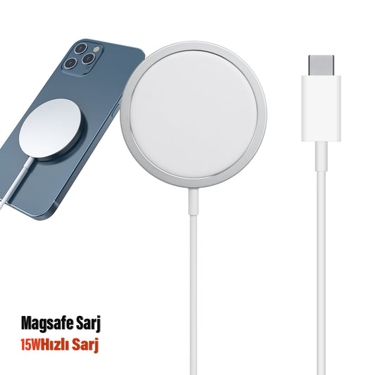 iPhone Magsafe Kablosuz Şarj Aleti Mıktanıslı 15W Hızlı Subzero MC22