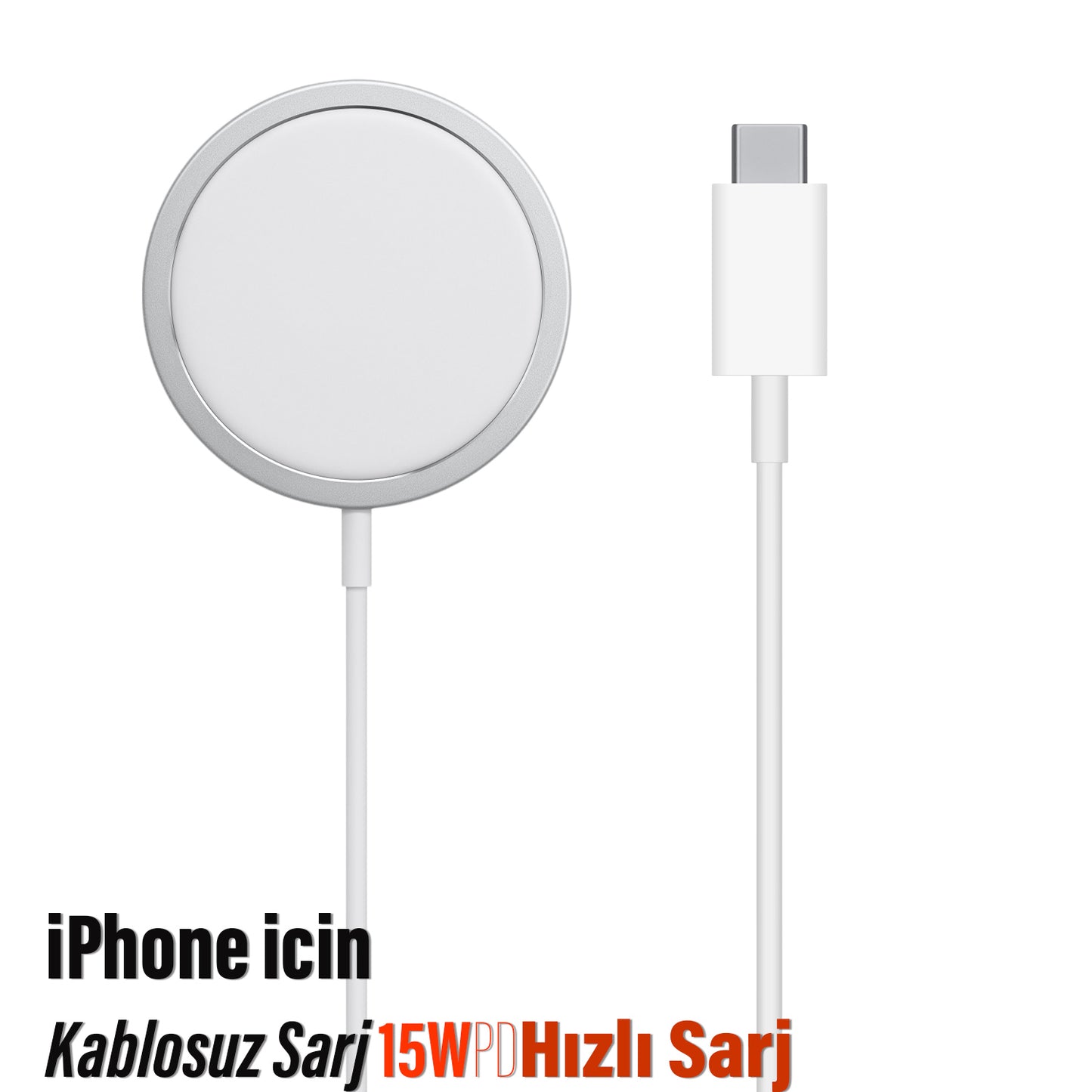 iPhone Kablosuz Şarj Aleti Mıktanıslı 15W Hızlı Magsafe Şarj Sunix MG-20