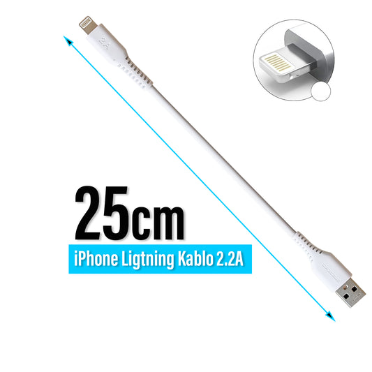 25cm USB Lightning iPhone iPad Şarj Kablosu Kısa Powerbank Kablo Subzero CL17