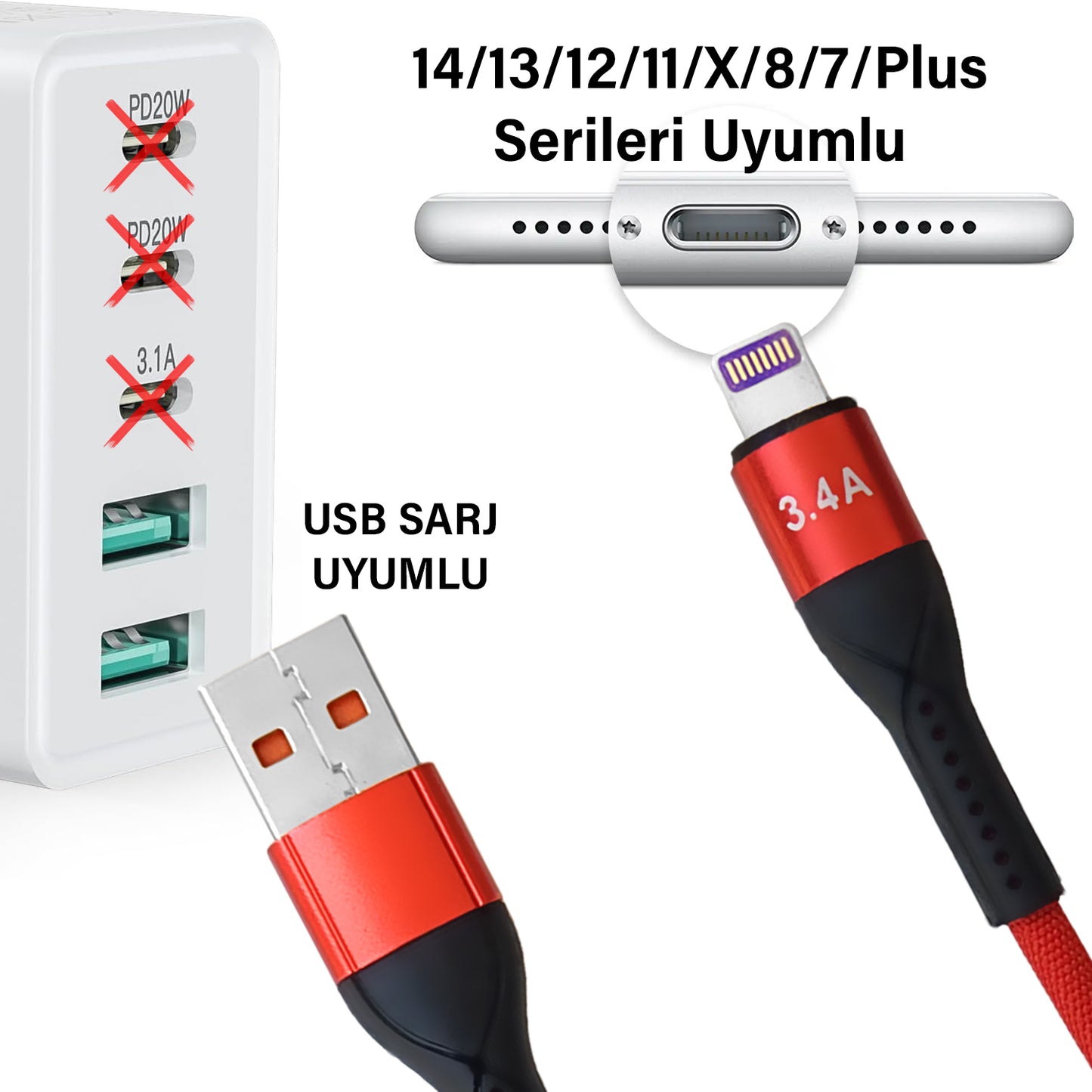 USB Lightning iPhone iPad Şarj Kablosu 20W HIZLI Subzero CL61