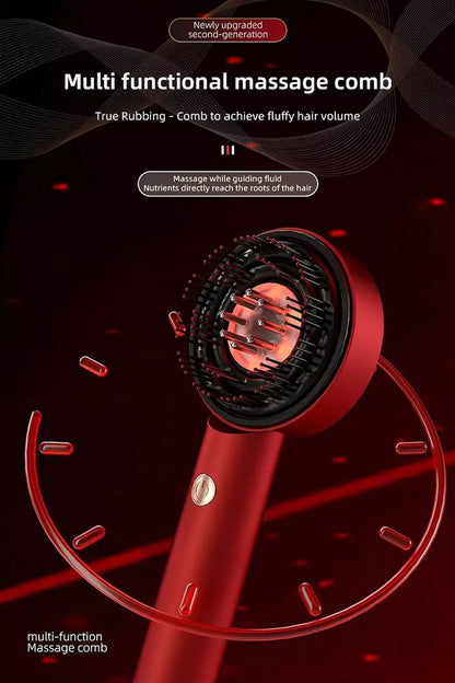 Saç Bakım Masaj Tarağı Şarjlı Yağ Aplikatörlü Saç Derisi Masaj Fırçası Kırmızı Işık Terapisi