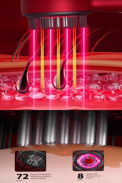 Saç Bakım Masaj Tarağı Şarjlı Yağ Aplikatörlü Saç Derisi Masaj Fırçası Kırmızı Işık Terapisi