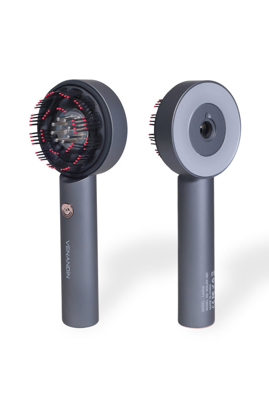 Saç Bakım Masaj Tarağı Şarjlı Yağ Aplikatörlü Saç Derisi Masaj Fırçası Kırmızı Işık Terapisi