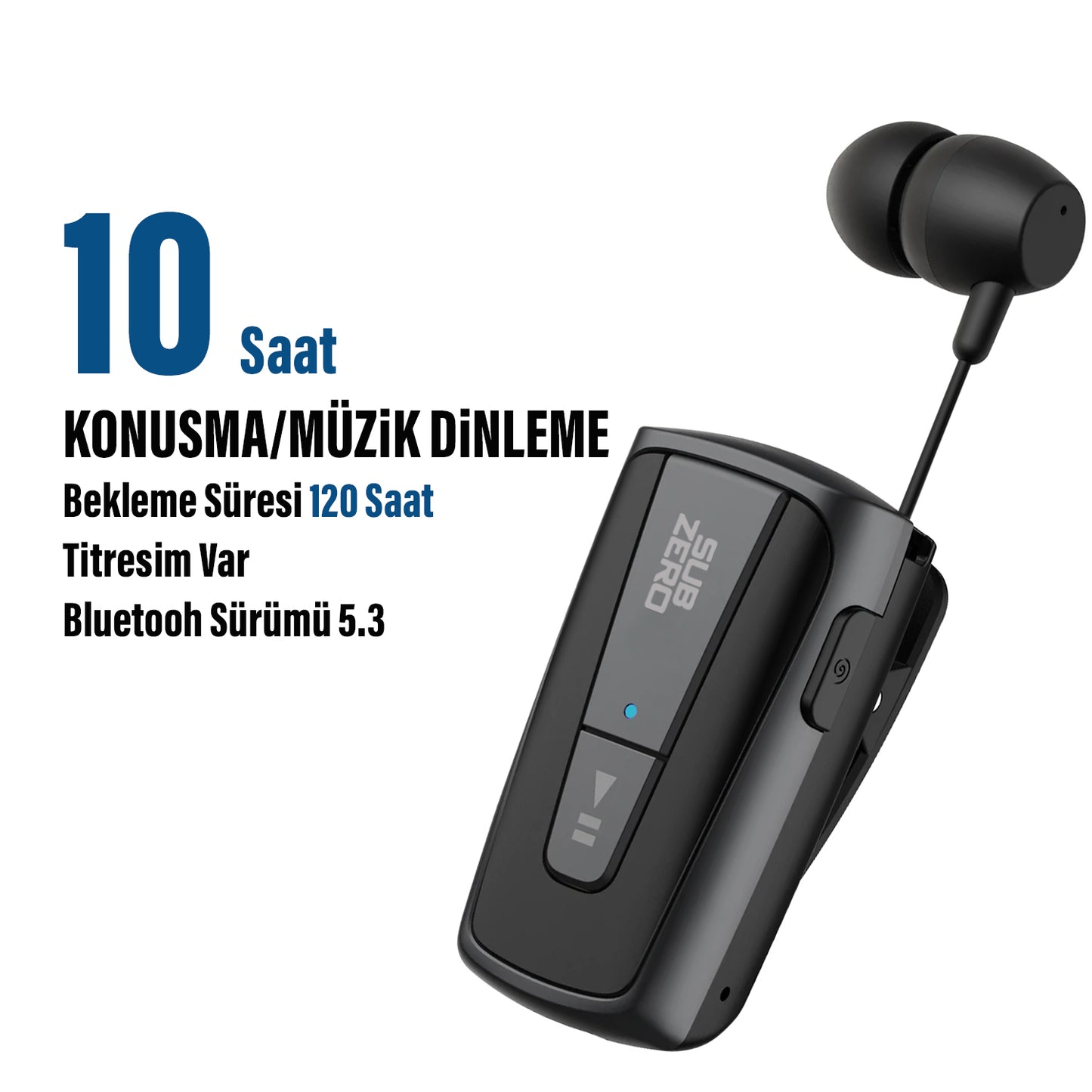 Makaralı Kulaklık Yaka Mandallı Bluetooth Kulaklık Subzero SW12