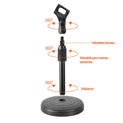 Mikrofon Standı Masaüstü Mikrofon Ayak Yükseklik Ayarlı Mikrofon Tutucu