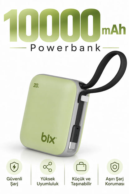 Mini Powerbank 10000 mAh Cep Boy Hızlı Şarj Dijital Göstergeli PD 20W Type-C