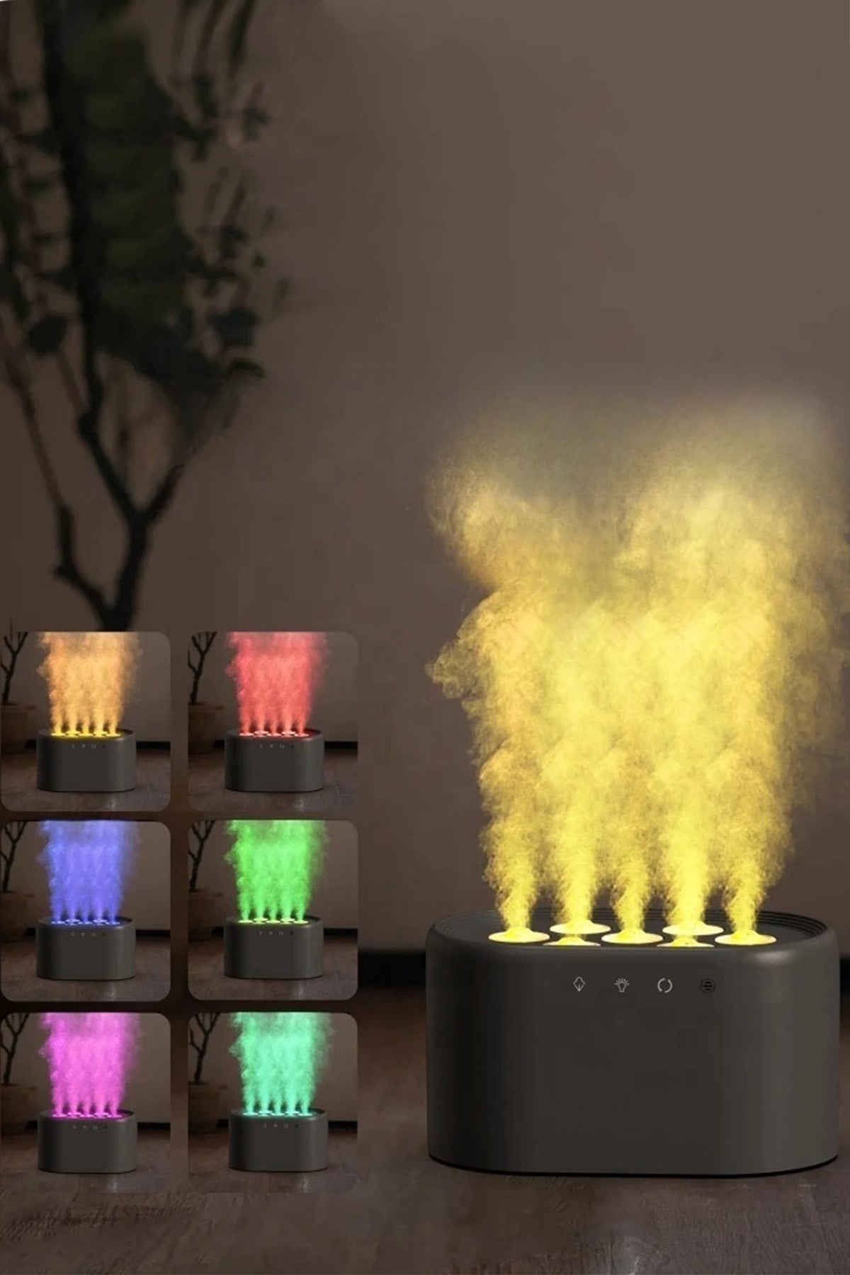 Ultrasonik Hava Nemlendirici 7 Renk Işıklı Aroma Difüzörü Dinamik Buhar Makinesi 1000 ml