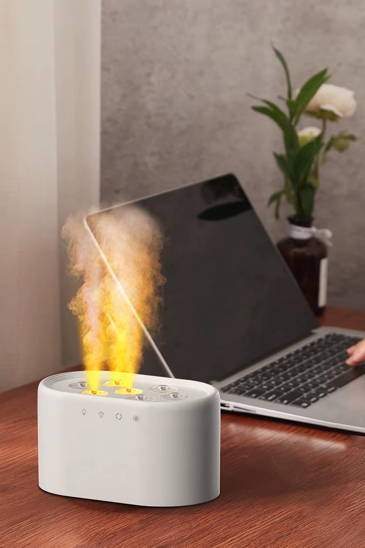 Ultrasonik Hava Nemlendirici 7 Renk Işıklı Aroma Difüzörü Dinamik Buhar Makinesi 1000 ml