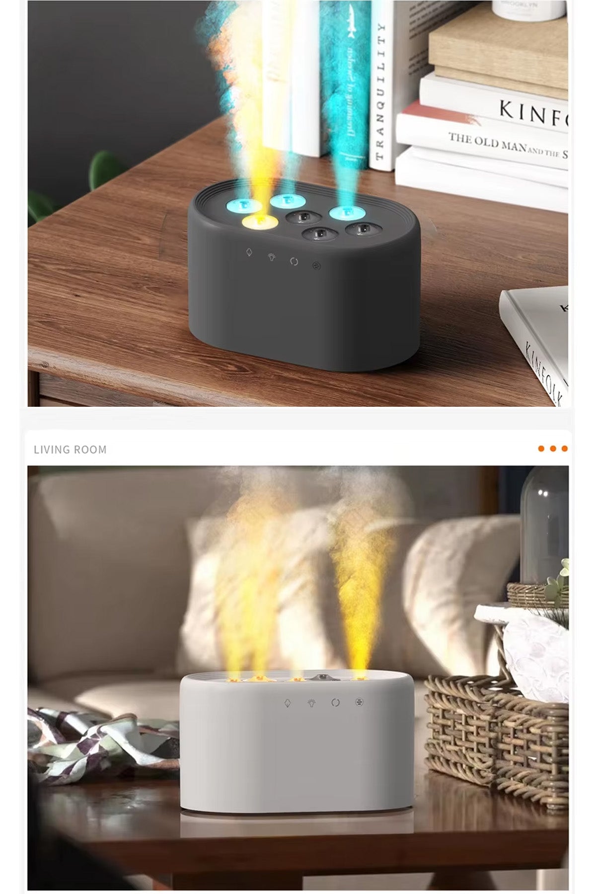 Ultrasonik Hava Nemlendirici 7 Renk Işıklı Aroma Difüzörü Dinamik Buhar Makinesi 1000 ml