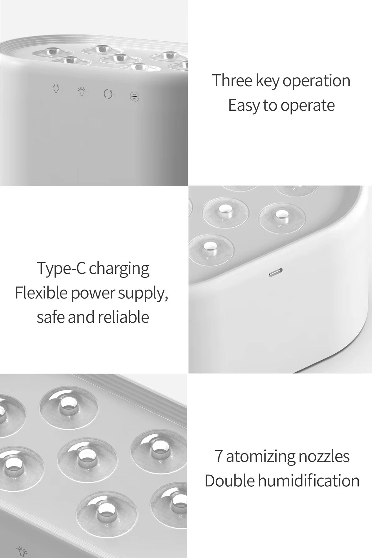 Ultrasonik Hava Nemlendirici 7 Renk Işıklı Aroma Difüzörü Dinamik Buhar Makinesi 1000 ml