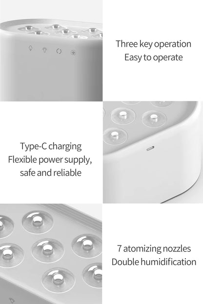 Ultrasonik Hava Nemlendirici 7 Renk Işıklı Aroma Difüzörü Dinamik Buhar Makinesi 1000 ml