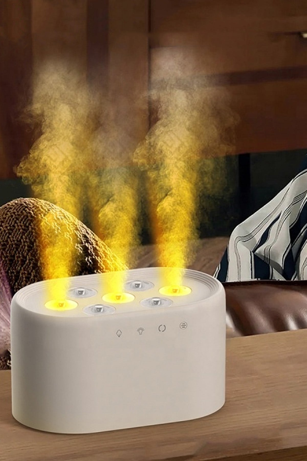 Ultrasonik Hava Nemlendirici 7 Renk Işıklı Aroma Difüzörü Dinamik Buhar Makinesi 1000 ml