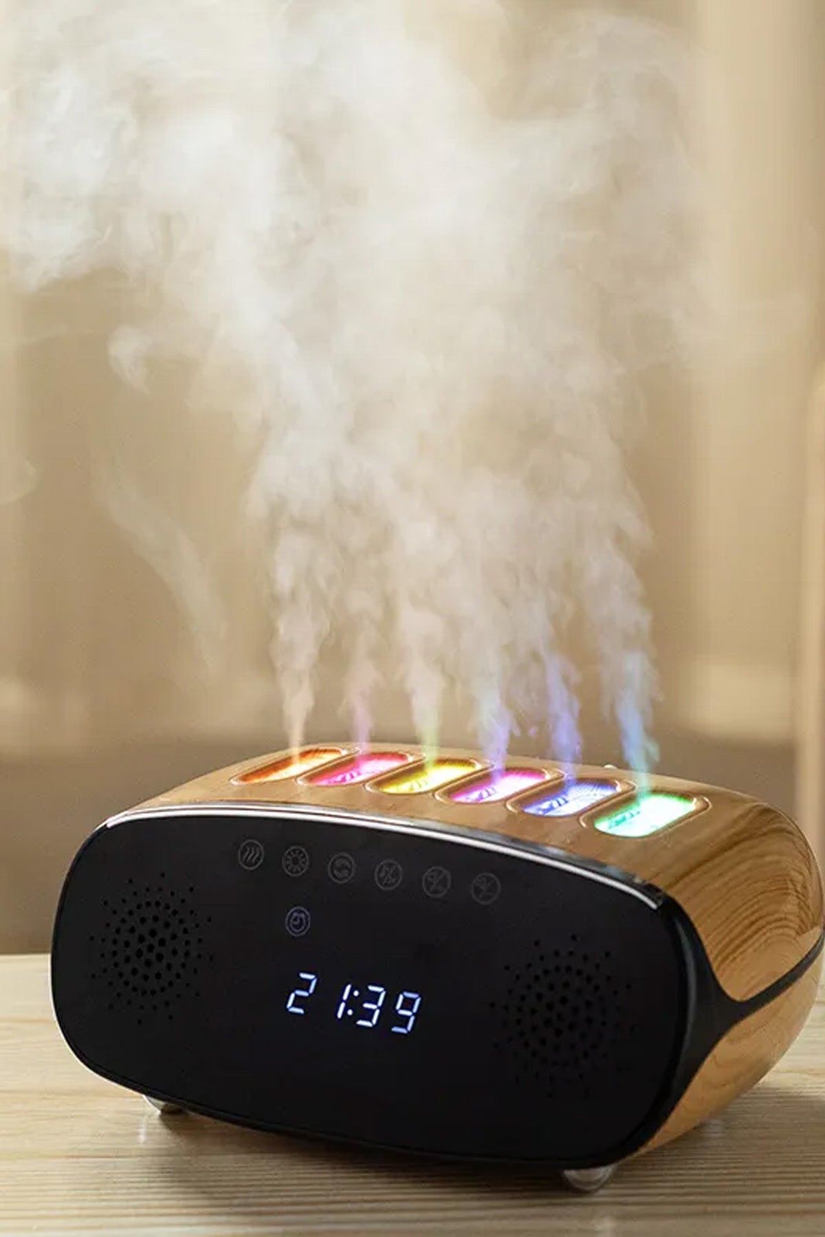 Oda Hava Nemlendirici - Aroma Difüzörü - Hoparlör Mini Speaker - Dijital Saat - RGB Dinamik Led Işık