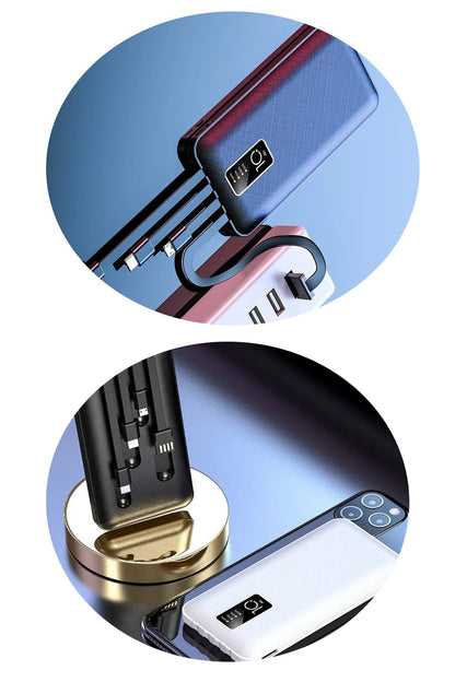 20.000 mAh Kendinden Kablolu Powerbank Hızlı Şarj Telefon Standlı Göstergeli Taşınabilir Şarj Cihazı