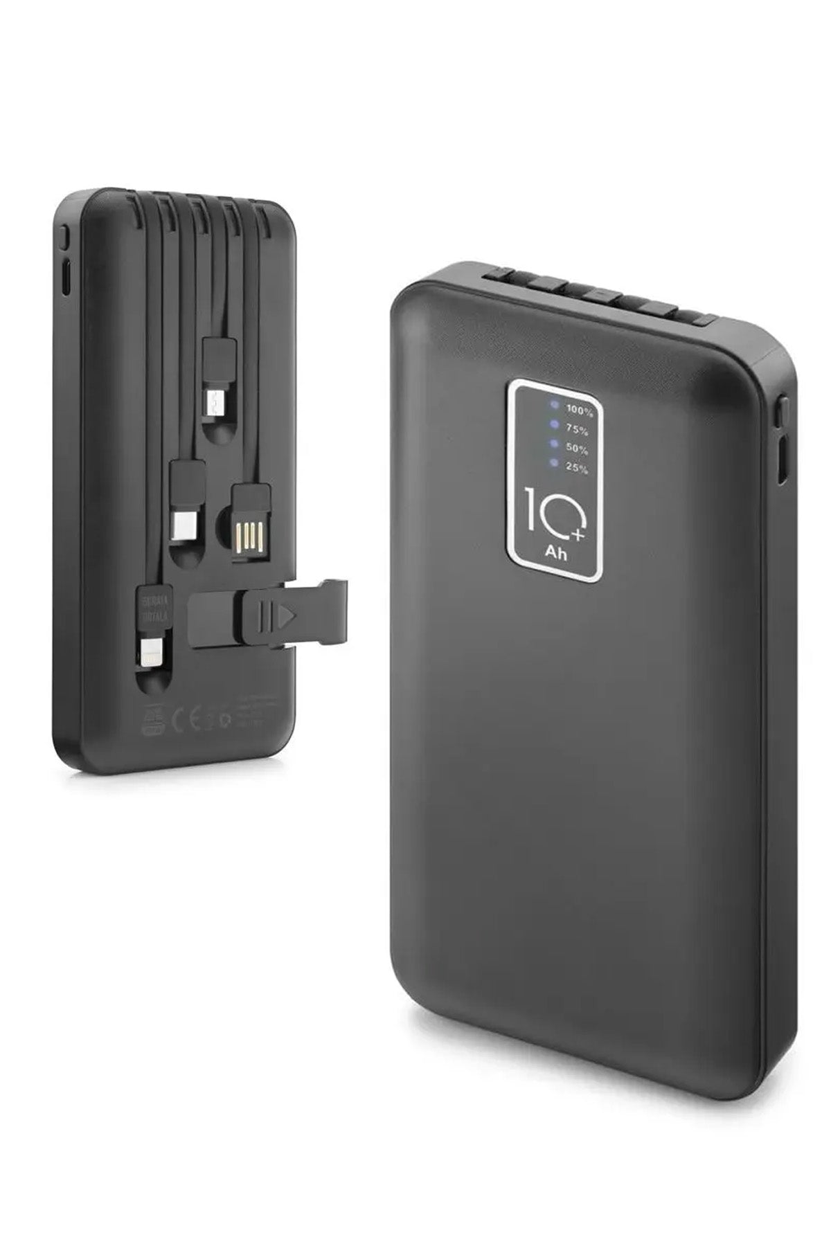 10.000 mAh Kendinden Kablolu Powerbank Hızlı Şarj Telefon Standlı Göstergeli Taşınabilir Şarj Cihazı