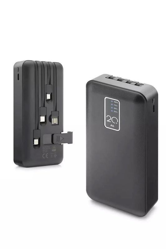 20.000 mAh Kendinden Kablolu Powerbank Hızlı Şarj Telefon Standlı Göstergeli Taşınabilir Şarj Cihazı