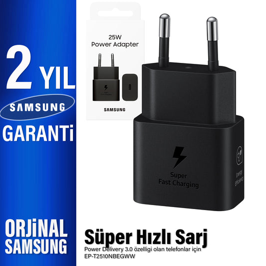 Orjinal Samsung EP-T2510N Type-C Şarj Aleti 25W Süper Hızlı Şarj Adaptörü