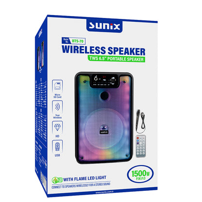 Bluetooth Speaker 6.5" Hoparlör 1500W Sunix BTS70