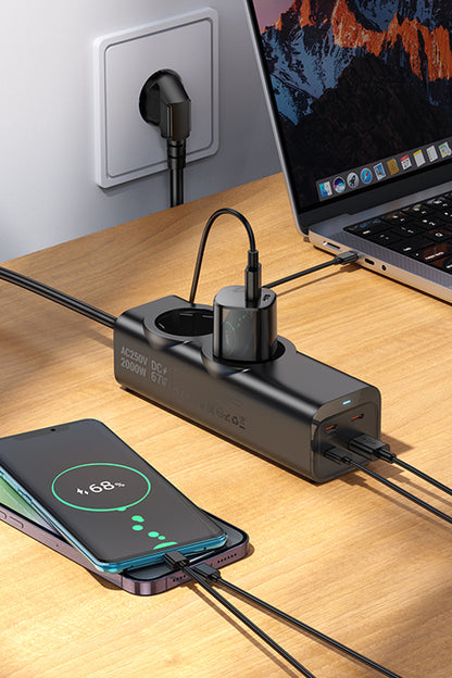 Priz + 45W Süper Hızlı - 67W Turbo Hızlı  Priz Çoklayıcı Uzatma Kablosu 1.5 metre