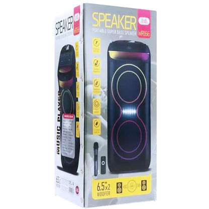 Speaker Hoparlör 2 x 6.5" Büyük Boy Kumandalı Mikrofonlu Şarjlı 40W Speaker Subzero WR166