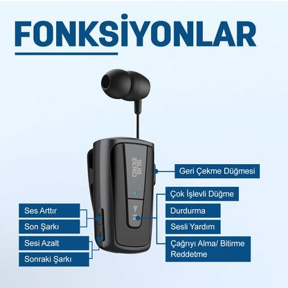 Makaralı Kulaklık Yaka Mandallı Bluetooth Kulaklık Subzero SW12